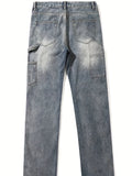 kkboxly  Regular Fit Jeans, Men's Casual Street Style Straight Leg Denim Pants For Spring Summer