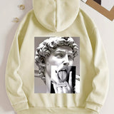 kkboxly  Creative Sculpture Pattern Zip Up Hoodie, Men's Casual Stretch Pullover Hooded Sweatshirt