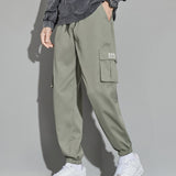 kkboxly  Trendy Solid Cargo Pants, Men's Multi Flap Pocket Trousers, Loose Casual Outdoor Joggers Pants, Men's Work Pants Outdoors Streetwear Hip Hop Style