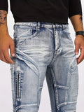 kkboxly  Men's Casual Skinny Biker Jeans, Chic Street Style Stretch Denim Pants