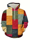 Men's Spring & Autumn Patchwork Sweatshirt Hoodies For Sports/outdoor, Men's Clothing, Plus Size