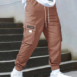 kkboxly Tech Wear Multi Pocket Harem Pants, Men's Casual Stretch Waist Drawstring Cargo Pants