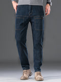 kkboxly  Men's Letter Print Street Style Denim Jeans, Fashion Trend, Can Be Paired With Chain Jewelry