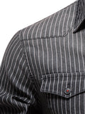 kkboxly  Striped Stretch Men's Denim Shirts Male Jeans Casual Slim