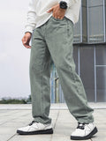 kkboxly  Loose Fit Wide Leg Jeans, Men's Casual Street Style Denim Pants For All Seasons