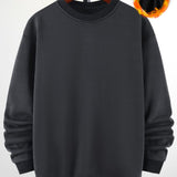 kkboxly  Plus Size Men's Solid Sweatshirt Fashion Casual Crew Neck Pullover For Spring Fall, Men's Clothing