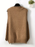 kkboxly  Solid V-neck Sweater Vest, Casual Sweater Vest For Fall & Winter, Women's Clothing