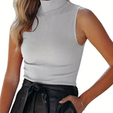 Women's Sweater Casual Solid Turtleneck Knit Sweater Vest