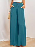 kkboxly  Drawstring Wide Leg Pants, Boho Pants For Spring & Summer, Women's Clothing