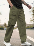 kkboxly  Men's Multi Flap Pocket Cargo Pants, Loose Trendy Pants