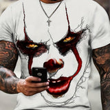 kkboxly  Plus Size Men's Clown Graphic T Shirt Short Sleeve Funny Tee Shirts Crew Neck Summer Novelty Tops