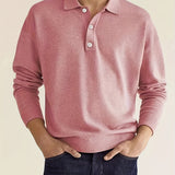 Solid Men's Casual Comfy Long Sleeve  Shirt For Golf, Spring Fall