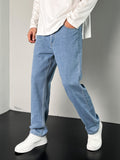 kkboxly  Men's Letter Print Street Style Denim Jeans, Fashion Trend, Y2K Style, Can Be Paired With Chain Decoration