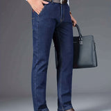 Chic Jeans For Business, Men's Semi-formal Stretch Dress Pants For All Seasons, Father's Gift