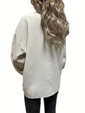 kkboxly  Waffle Solid Jacket, Casual Button Front Long Sleeve Outerwear, Women's Clothing