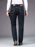 Chic Jeans For Business, Men's Semi-formal Stretch Dress Pants For All Seasons, Father's Gift