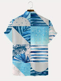 kkboxly  Casual Ripple Pattern Short Sleeve Shirt, Men's Hawaiian Shirt For Summer Vacation Resort