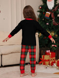 Youngsters' Cozy Christmas Pajama Set - Flame-Resistant, Long Sleeve & Plaid Pants with Festive Print for Boys and Girls, Perfect for Fall/Winter