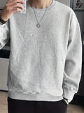 kkboxly  Men's Crew Neck Long Sleeve Sweatshirt, Casual Wear, Solid Pullover, Men's Clothing For Spring Fall Winter