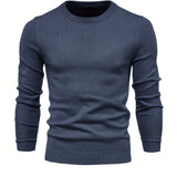 Men's Solid Color Crew Neck Slim Fit Knit Sweater