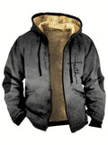 kkboxly  Warm men's retro lining with fleece zipper hooded jacket