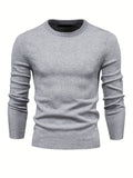 Men's Solid Color Crew Neck Slim Fit Knit Sweater