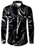 kkboxly  Luxury Pattern Men's Shirt Top Turn-Down Collar Long Sleeve Closure Male Casual Shirt For Men Daily Vacation Streetwear