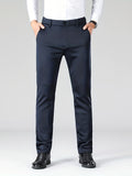 kkboxly  Men's Highly Stretch Business Pants, Straight Leg Wrinkle-resistant Business Trousers Mens Formal Trousers