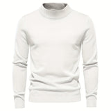 kkboxly  All Match Knitted Sweater, Men's Casual Warm High Stretch Stand Collar Pullover Sweater For Fall Winter