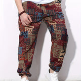 kkboxly  Ethnic Style Joggers, Men's Casual Allover Print Sweatpants