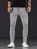 kkboxly  Men's Slim Fit Jeans, Street Style Distressed Medium Stretch Denim Pants