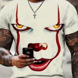 kkboxly  Plus Size Men's Clown Graphic T Shirt Short Sleeve Funny Tee Shirts Crew Neck Summer Novelty Tops