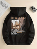 NYC Brooklyn Graphic Print Hoodie, Cool Hoodies For Men, Men's Casual Graphic Design Pullover Hooded Sweatshirt With Kangaroo Pocket Streetwear For Winter Fall, As Gifts