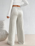 kkboxly  Solid Elastic Waist Loose Pants, Casual Wide Leg Pants For Spring & Fall, Women's Clothing