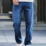 kkboxly  Loose Fit Straight Leg Jeans, Casual Street Style Denim Pants