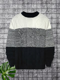 kkboxly  Men's Gradient Crewneck Casual Check Knit Pullover Sweater