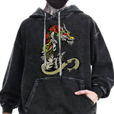 kkboxly  Trendy Dragon Pattern Men's Loose Cotton Blend Hooded Sweatshirt With Drawstring And Kangaroo Pocket, Fall Winter