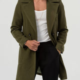 kkboxly  Men's Elegant Double Breasted Trench Coat, Semi-formal Lapel Overcoat For Fall Winter Business