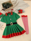 Girls/boys Elf Dress Set For Christmas Party Spring Fall Costume Gift