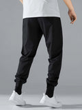 kkboxly  Men's Black Drawstring Waist Slant Pocket Sweatpants