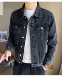 kkboxly  Chic Denim Jacket, Men's Casual Street Style Lapel Button Up Jacket Coat For Spring Fall