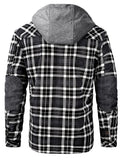 kkboxly  100% Cotton Classic Plaid Men's Hooded Jacket Fleece Lined Casual Long Sleeve Sherpa Lined Hoodies Hooded Shirt Coat For Autumn Winter