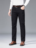 Men's Slim Fit Stretch Jeans, Semi-formal Comfy Straight Leg Jeans For Business