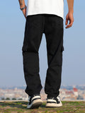 kkboxly Men's Solid Loose Fit Jeans, Comfy Casual Street Style Trousers For Men's Outdoor Activities, Men's Clothings