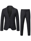 Formal 2 Pieces Set, Men's Two Button Jacket & Slanted Lapel Vest & Pants Suit Set For Business Dinner Wedding Party