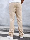 kkboxly  Trendy Solid Men's Slim Fit Long Pants With Side Zipper Design, Street Style Pants With Pockets For Outdoor