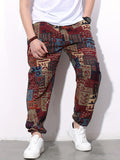 kkboxly  Ethnic Style Joggers, Men's Casual Allover Print Sweatpants