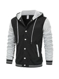 kkboxly  Hoodie Baseball Jacket, Hooded Varsity Baseball Jacket Letterman Jacket, Men’s Coat For Spring Fall