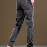 kkboxly  Men's Casual Warm Slim Fit Trousers, Semi-Formal cropped Pants For Fall Winter Business Leisure Activities