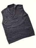 kkboxly Plus Size Men's Solid Knit Vest Spring Fall Winter Sleeveless Sweater, Men's Clothing